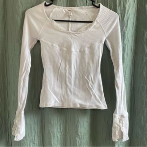 Free People Intimately | White Long Sleeve Crop with Lace | XS